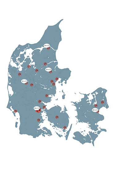 Skorstensgaard kort over afdelinger