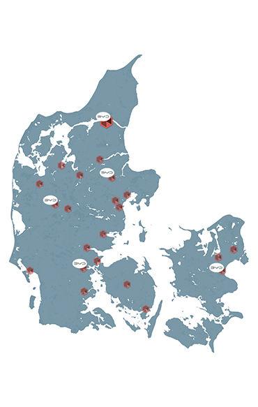 Skorstensgaard kort over afdelinger